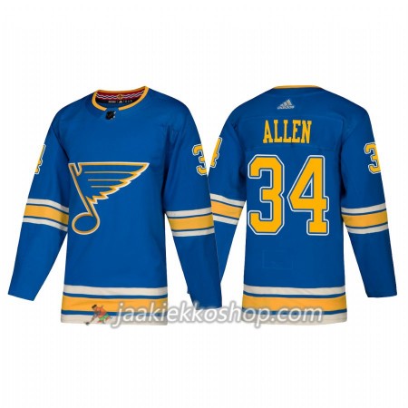 Miehille NHL St. Louis Blues Pelipaita Jake Allen 34 Adidas Alternate 2018-19 Authentic